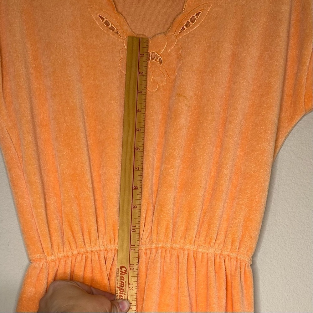 ILGWU Vintage 1970s Orange Velour Dress Ladies Garment Worker Union Collector - Picture 9 of 16